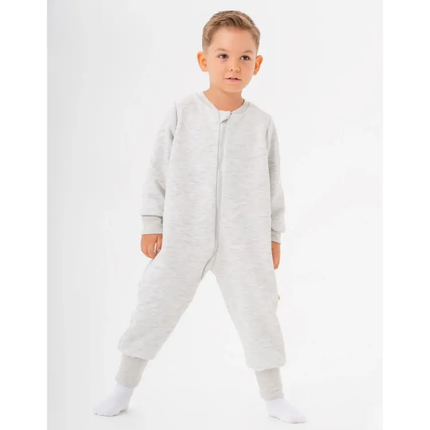 Moi Noi Fermuarlı Uzun Kollu Kışlık Bebek Çocuk Uyku Tulumu Kapitone Gri 2,5 Tog - 7
