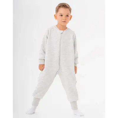 Moi Noi Fermuarlı Uzun Kollu Kışlık Bebek Çocuk Uyku Tulumu Kapitone Gri 2,5 Tog - 12