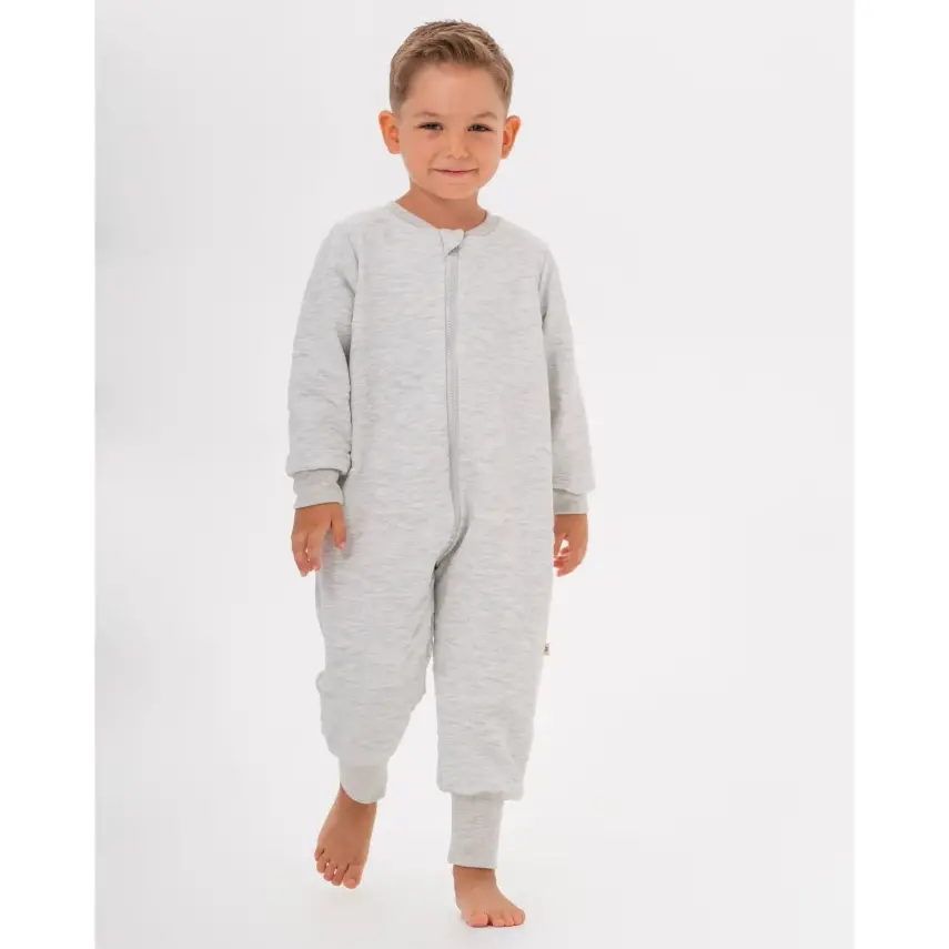 Moi Noi Fermuarlı Uzun Kollu Kışlık Bebek Çocuk Uyku Tulumu Kapitone Gri 2,5 Tog - 13