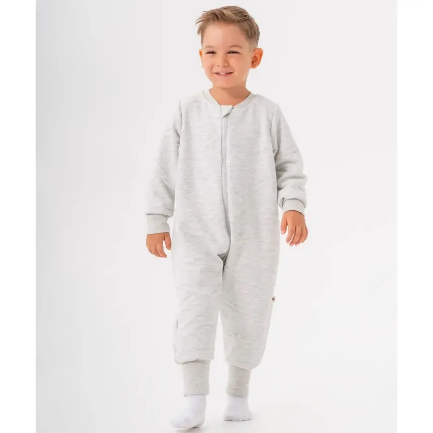 Moi Noi Fermuarlı Uzun Kollu Kışlık Bebek Çocuk Uyku Tulumu Kapitone Gri 2,5 Tog - 27