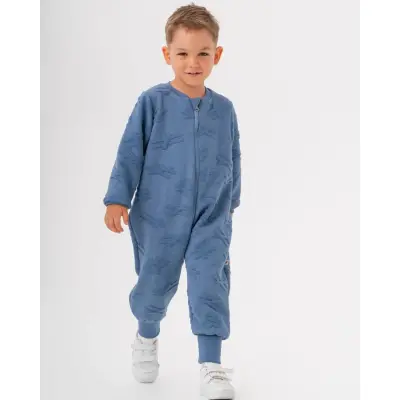 Moi Noi Fermuarlı Uzun Kollu Kışlık Bebek Çocuk  Uyku Tulumu Kapitone Mavi 2,5 Tog - 8