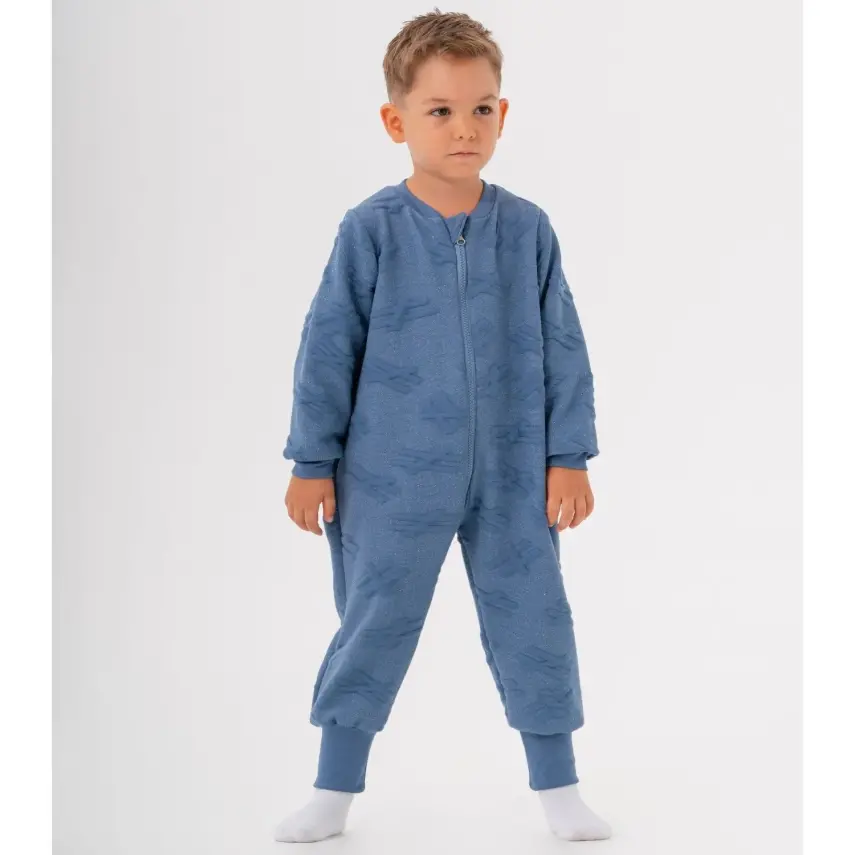 Moi Noi Fermuarlı Uzun Kollu Kışlık Bebek Çocuk  Uyku Tulumu Kapitone Mavi 2,5 Tog - 10