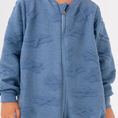 Moi Noi Fermuarlı Uzun Kollu Kışlık Bebek Çocuk  Uyku Tulumu Kapitone Mavi 2,5 Tog - 12