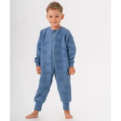 Moi Noi Fermuarlı Uzun Kollu Kışlık Bebek Çocuk  Uyku Tulumu Kapitone Mavi 2,5 Tog - 5