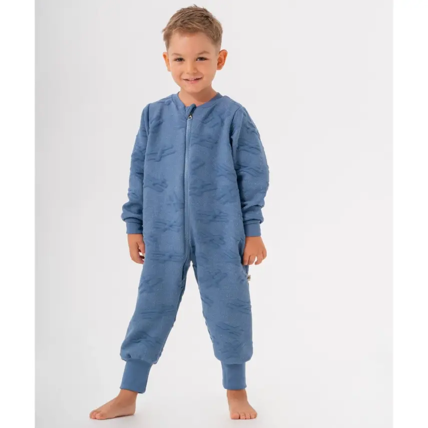Moi Noi Fermuarlı Uzun Kollu Kışlık Bebek Çocuk  Uyku Tulumu Kapitone Mavi 2,5 Tog - 18