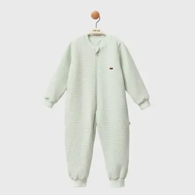 Moi Noi Fermuarlı Uzun Kollu Kışlık Uyku Tulum Waffle Mint 2,5 Tog - 12