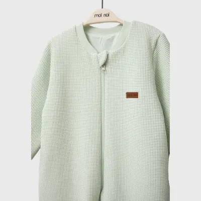 Moi Noi Fermuarlı Uzun Kollu Kışlık Uyku Tulum Waffle Mint 2,5 Tog - 13
