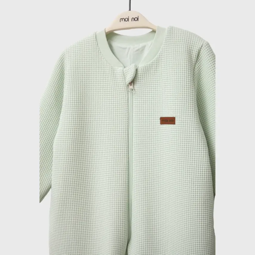 Moi Noi Fermuarlı Uzun Kollu Kışlık Uyku Tulum Waffle Mint 2,5 Tog - 13