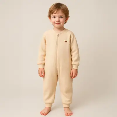 Moi Noi Fermuarlı Uzun Kollu Kışlık Uyku Tulum Waffle Sarı 2,5 Tog