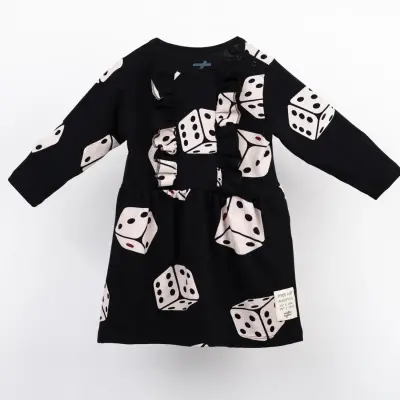 Moi Noi Fırfırlı Siyah Bebek Elbise