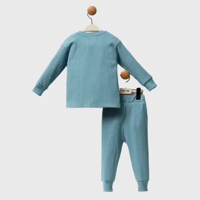 Moi Noi Fitilli Pijama Takımı Unisex Petrol (1)