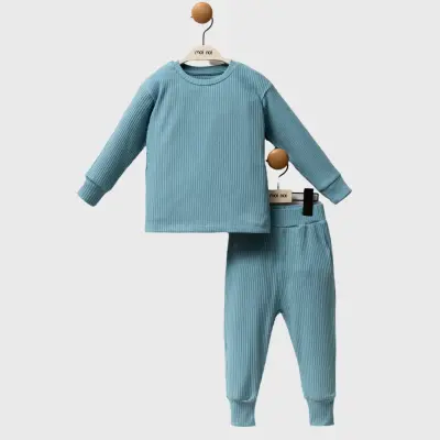 Moi Noi Fitilli Pijama Takımı Unisex Petrol - 4