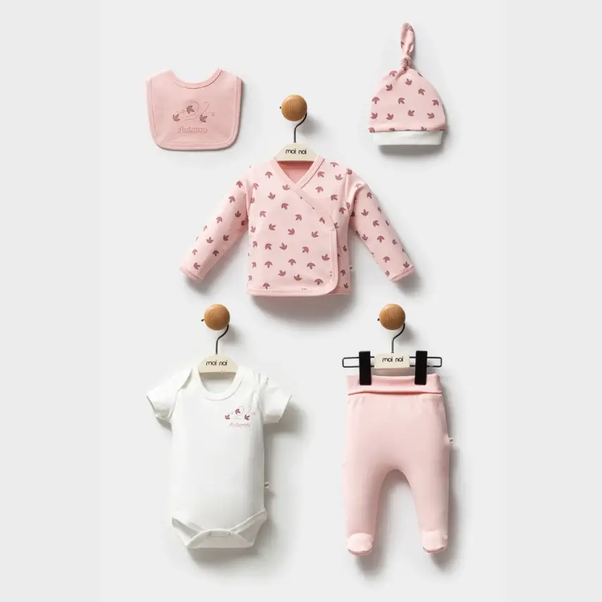 Moi Noi Kız Bebek Hastane Çıkışı 5Li Yaprak Pembe - 1