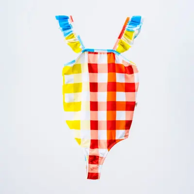 Moi Noi Kız Bebek Mayo Desenli Bej - Plaid