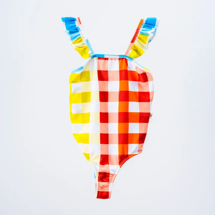 Moi Noi Kız Bebek Mayo Desenli Bej - Plaid - 1