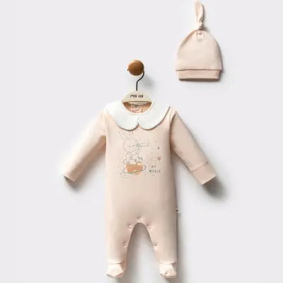 Moi Noi Kız Bebek Organik Tulum Açık Pembe