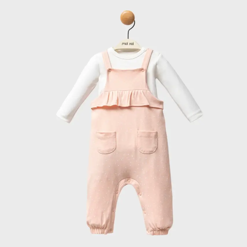 Moi Noi Kız Bebek Salopet Flowers Somon - 2