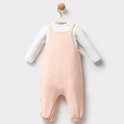 Moi Noi Kız Bebek Salopet Flowers Somon