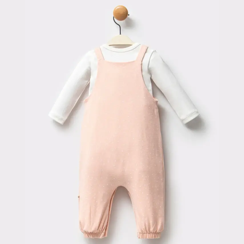 Moi Noi Kız Bebek Salopet Flowers Somon - 1