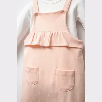 Moi Noi Kız Bebek Salopet Flowers Somon - 3