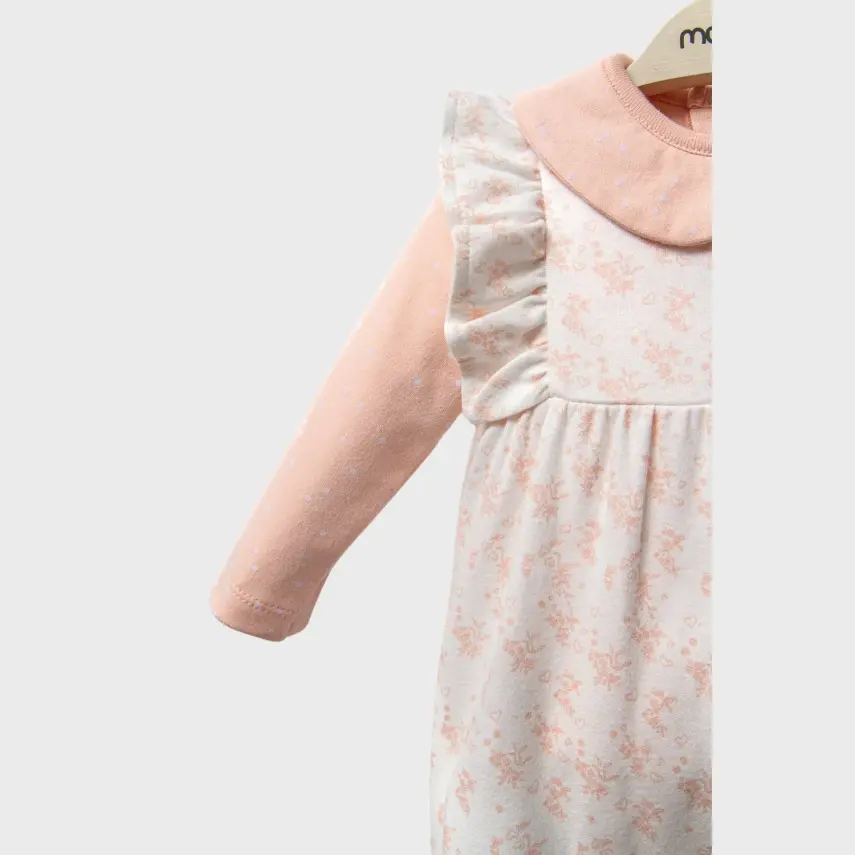 Moi Noi Kız Bebek Salopet Flowers Somon - 2