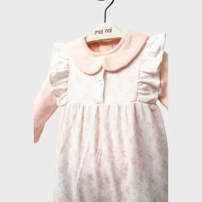 Moi Noi Kız Bebek Salopet Flowers Somon - 3
