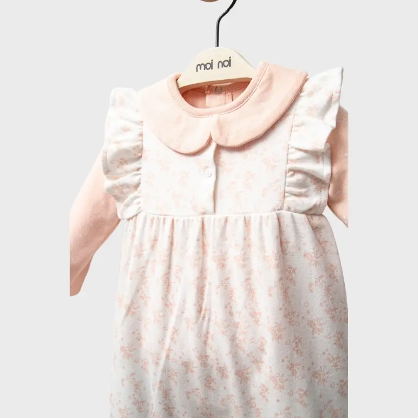 Moi Noi Kız Bebek Salopet Flowers Somon - 3