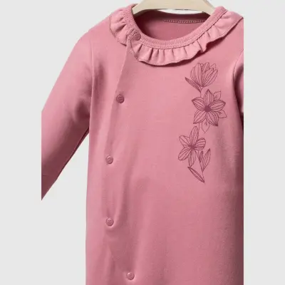 Moi Noi Kız Tulum Şapka Takım Flowers Mürdüm - 3