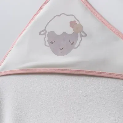 Moi Noi Kuzu Baskılı Kız Bebek Havlu (1)