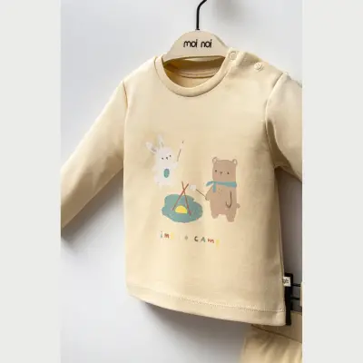 Moi Noi Organik 2li Bebek Takım Kamp Zamanı Desenli Unisex  (1)