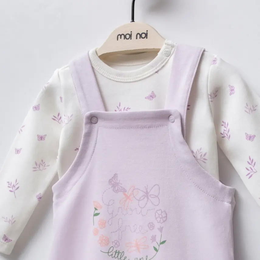 Moi Noi Organik Kız Bebek Salopet Takım Kelebek - 2