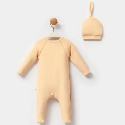 Moi Noi Şapkalı Bebek Tulum Sütlü Kahve Unisex - 3