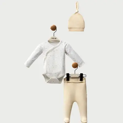 Moi Noi Şapkalı Unisex Bebek Organik Zıbın Takımı  - 1