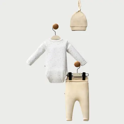 Moi Noi Şapkalı Unisex Bebek Organik Zıbın Takımı  - 3