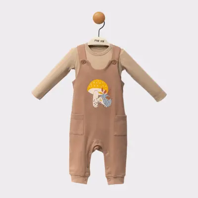 Moi Noi Unisex Kirpi Mantar Baskılı Bebek Salopet - 8