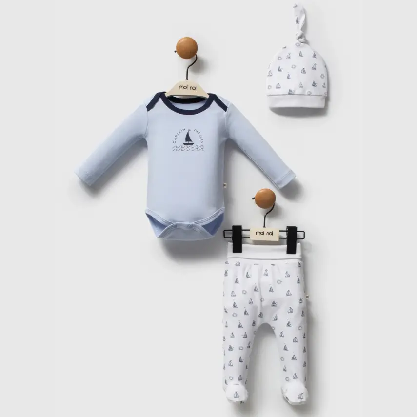 Moi Noi Zıbın Takımı 2li Captain Mavi Canlı Detay - 1