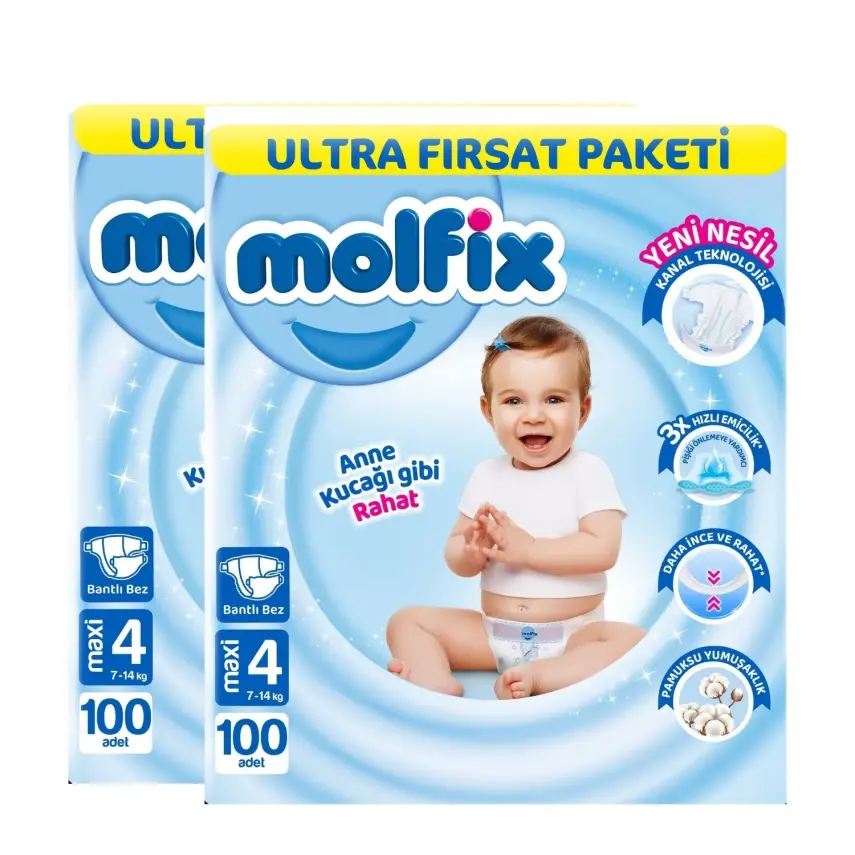 Molfix Bebek Bezi 3D 4 Beden Maxi 7-14 Kg Ultra Fırsat Paketi 200lü - 7
