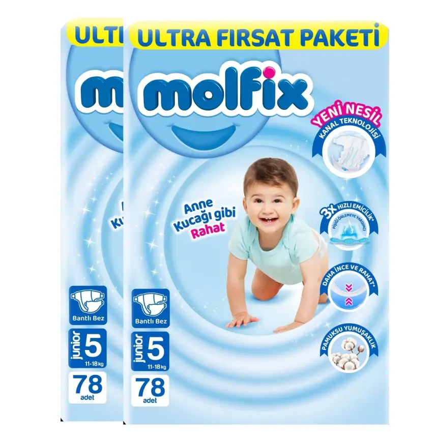Molfix Bebek Bezi 3D 5 Beden Junior 11-18 Kg Ultra Fırsat Paketi 156lı - 9