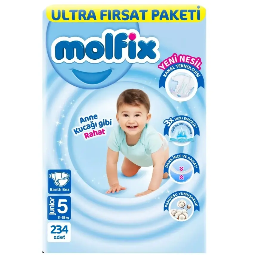 Molfix Bebek Bezi 3D 5 Beden Junior 11-18 Kg Ultra Fırsat Paketi 234lü - 1