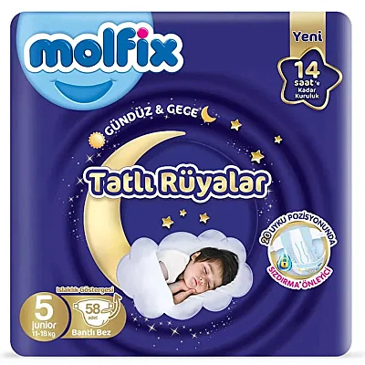 Molfix Bebek Bezi Tatlı Rüyalar 5 Beden 58 Adet