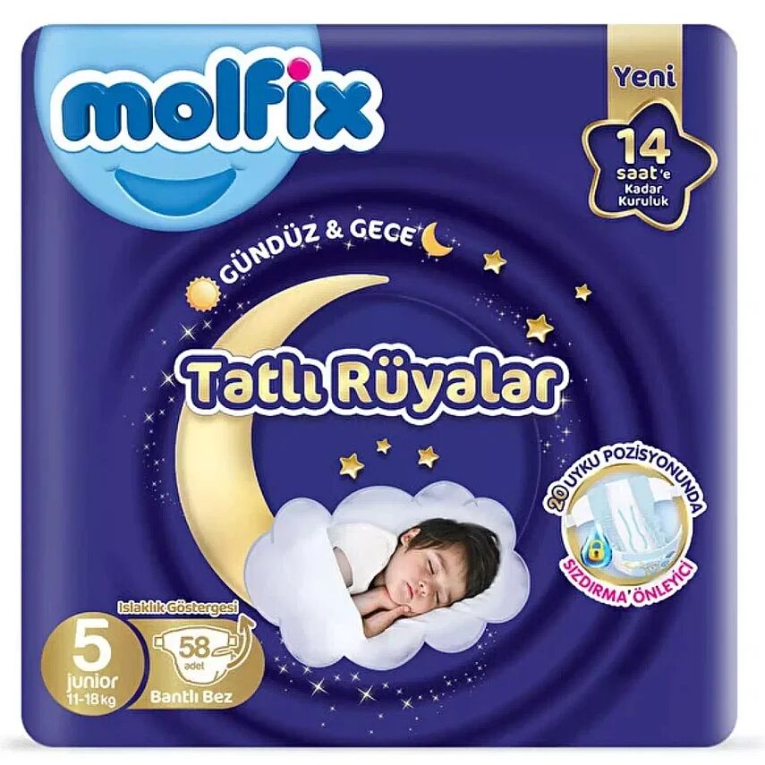 Molfix Bebek Bezi Tatlı Rüyalar 5 Beden 58 Adet - 1