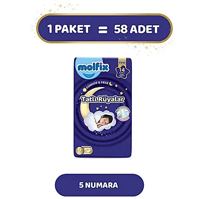 Molfix Bebek Bezi Tatlı Rüyalar 5 Beden 58 Adet (1)