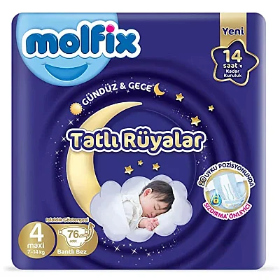 Molfix Bebek Bezi Tatlı Rüyalar 4 Beden 76 Adet