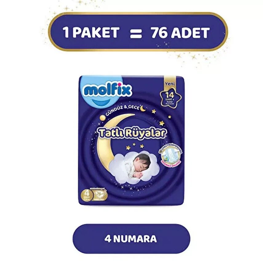 Molfix Bebek Bezi Tatlı Rüyalar 4 Beden 76 Adet - 2