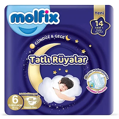 Molfix Bebek Bezi Tatlı Rüyalar 6 Beden 48 Adet