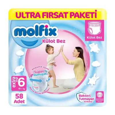 Molfix Külot Bebek Bezi 6 Beden Extra Large 58li Ultra Fırsat Paketi 