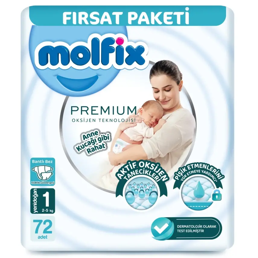 Molfix Premium Bebek Bezi 1 Beden Yenidoğan 72li Fırsat Paketi - 1