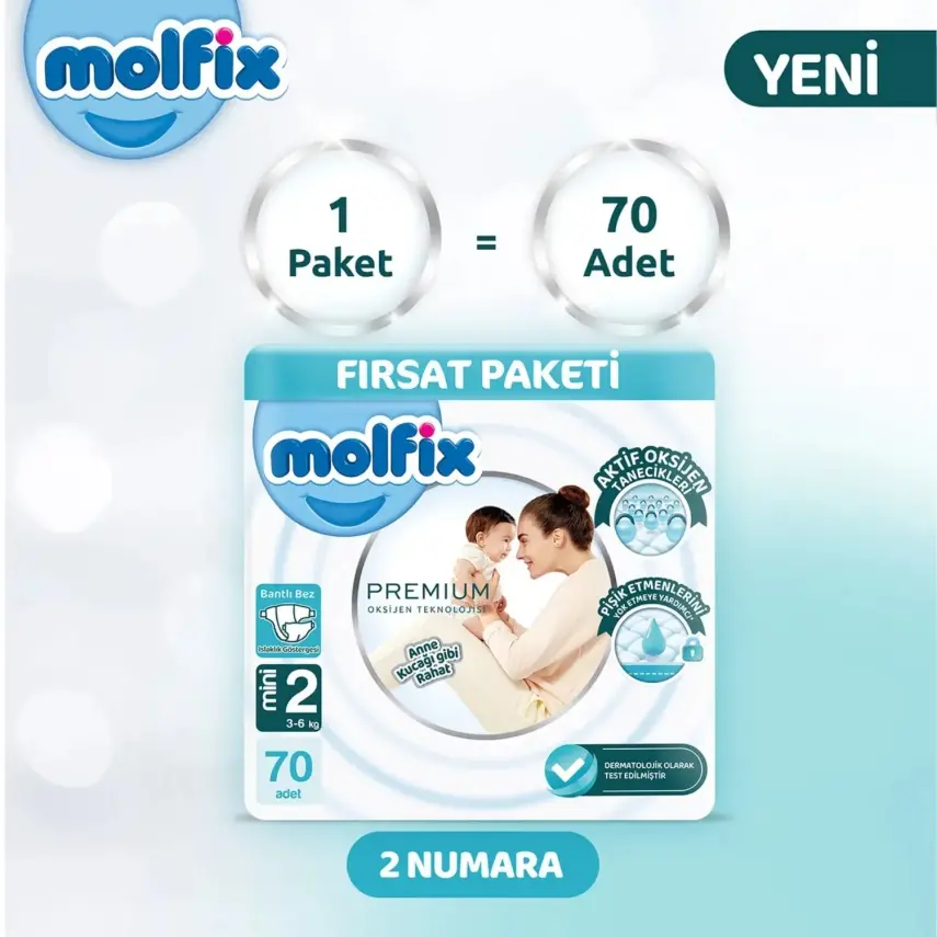 Molfix Premium Bebek Bezi 2 Beden Mini 70li Fırsat Paketi - 3