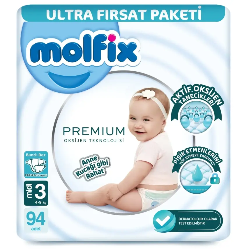 Molfix Premium Bebek Bezi 3 Beden Midi 94lü Ultra Fırsat Paketi - 1