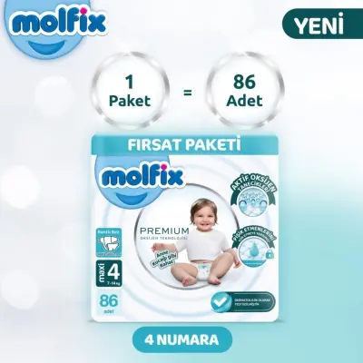 Molfix Premium Bebek Bezi 4 Beden Maxi 86lı Ultra Fırsat Paketi - 3